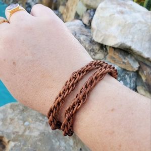 Braided brown leather bracelet